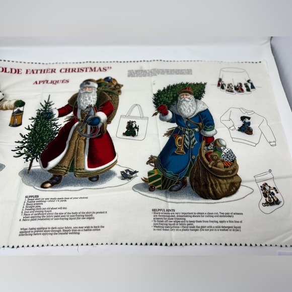 Vintage Cranston Print Works Olde Father Christmas Appliques Joan Messmore Santa - Picture 2 of 3